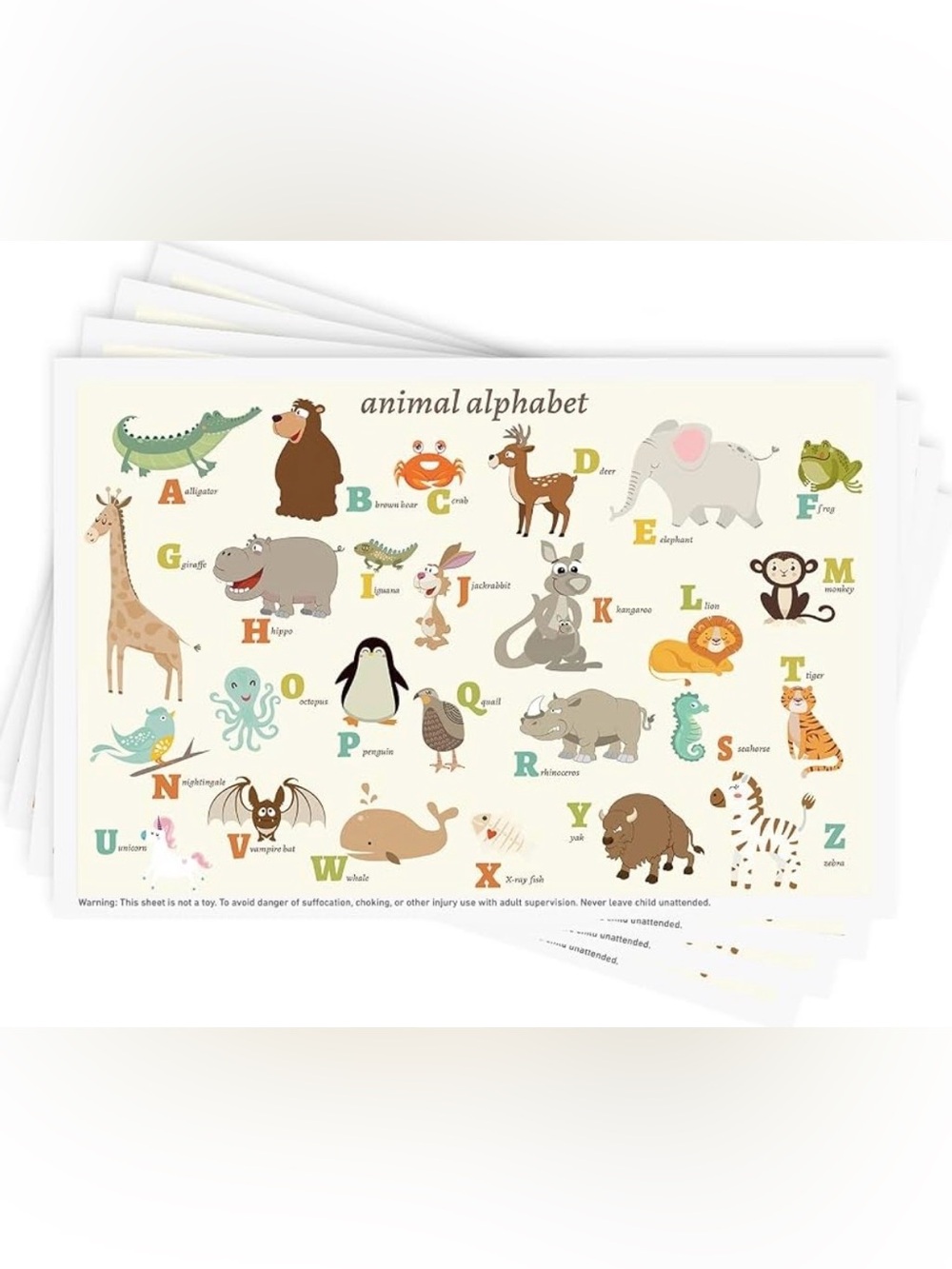 🆕 NWT Animal Theme Disposable Placemats 40 Pack